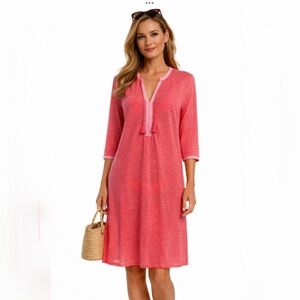 Pure Collection Coral Lightweight Linen Tunic Cover Up Dress Size 8/10💛